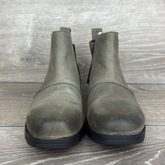 Sorel Emelie Chelsea Waterproof Quarry Leather Womens Sz 6.5 Pull On Ankle Boot - Picture 2 of 10